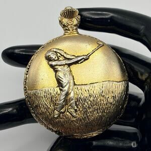 Vintage Gold Golfer Men’s Pocket Watch